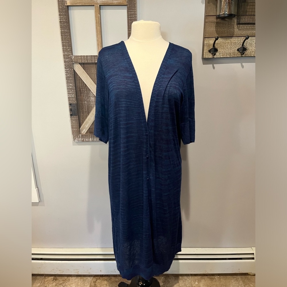 Torrid blue space dye pointelle button front cardigan